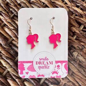 Cute New Handmade "Barbie" Dangle Earrings (1.5” long x 0.7” wide)